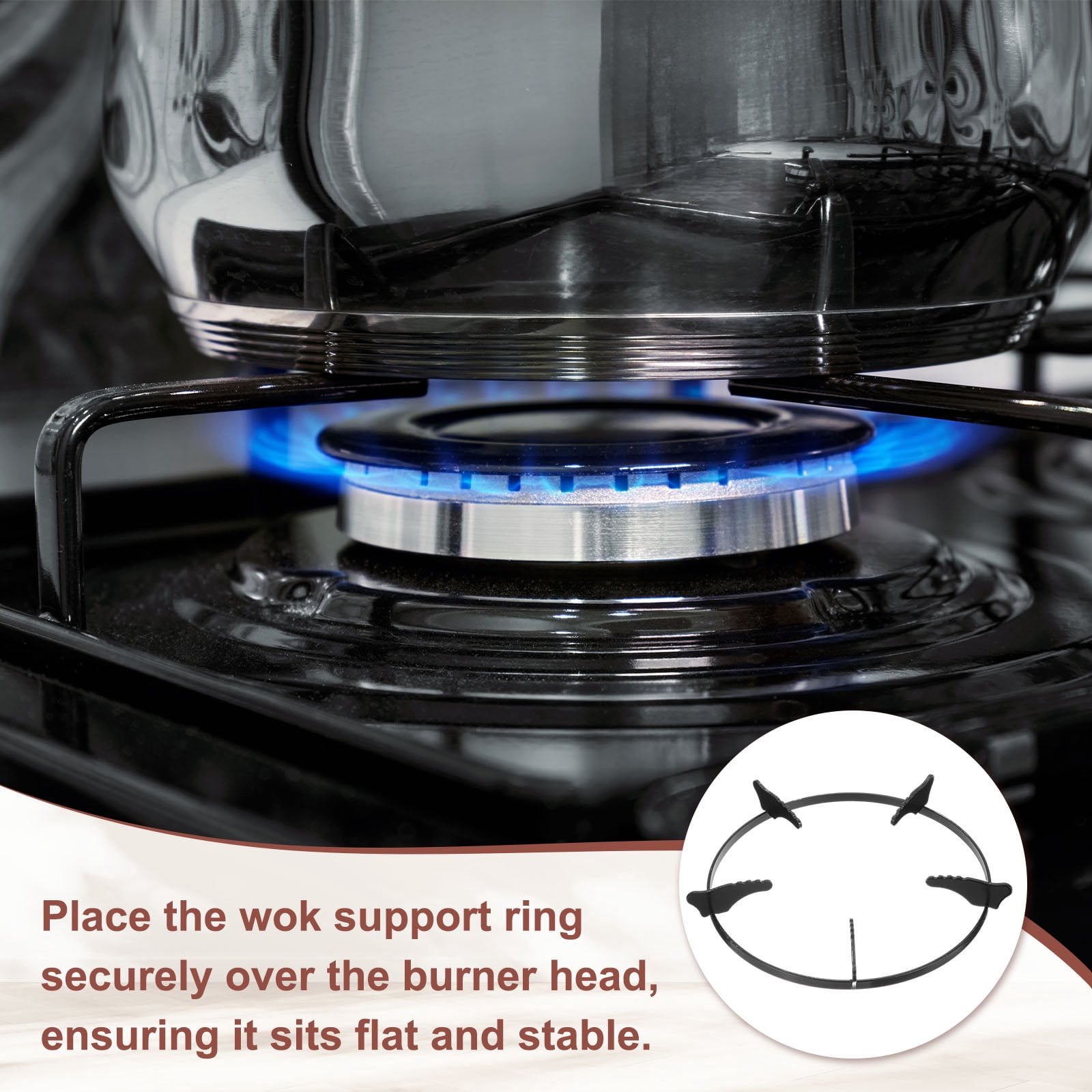 Uxcell Wok Ring for Gas Stove, 8.6 Inch Cast Iron Gas Stove Rack Wok Support Ring Round Cooktop Stand Brackets Replacement Accessories for Home Kitchen Burner, Black