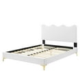 thumbnail image 6 of Platform Bed Frame, Full Size, White, Velvet, Modern Contemporary, Bedroom Master Guest Suite Room, 6 of 10