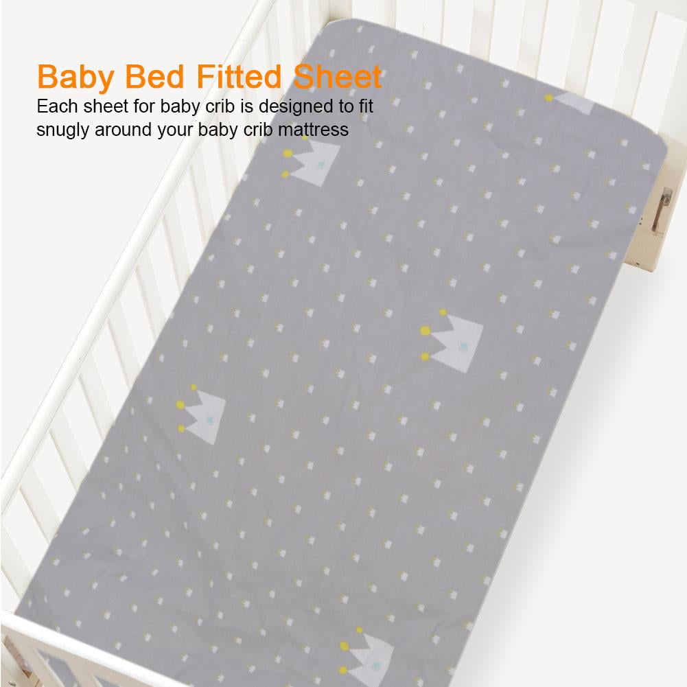Crib Mattress Sheet Hurrise Big Small Crowns Pattern Cotton Baby