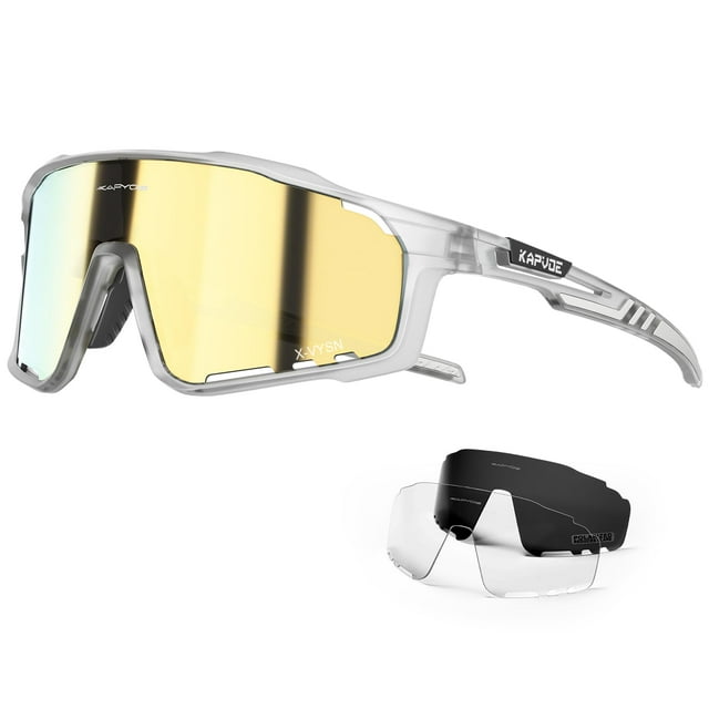 Gafas de Ciclismo Polarizadas KAPVOE UV400 para Hombre y Mujer Doradas
