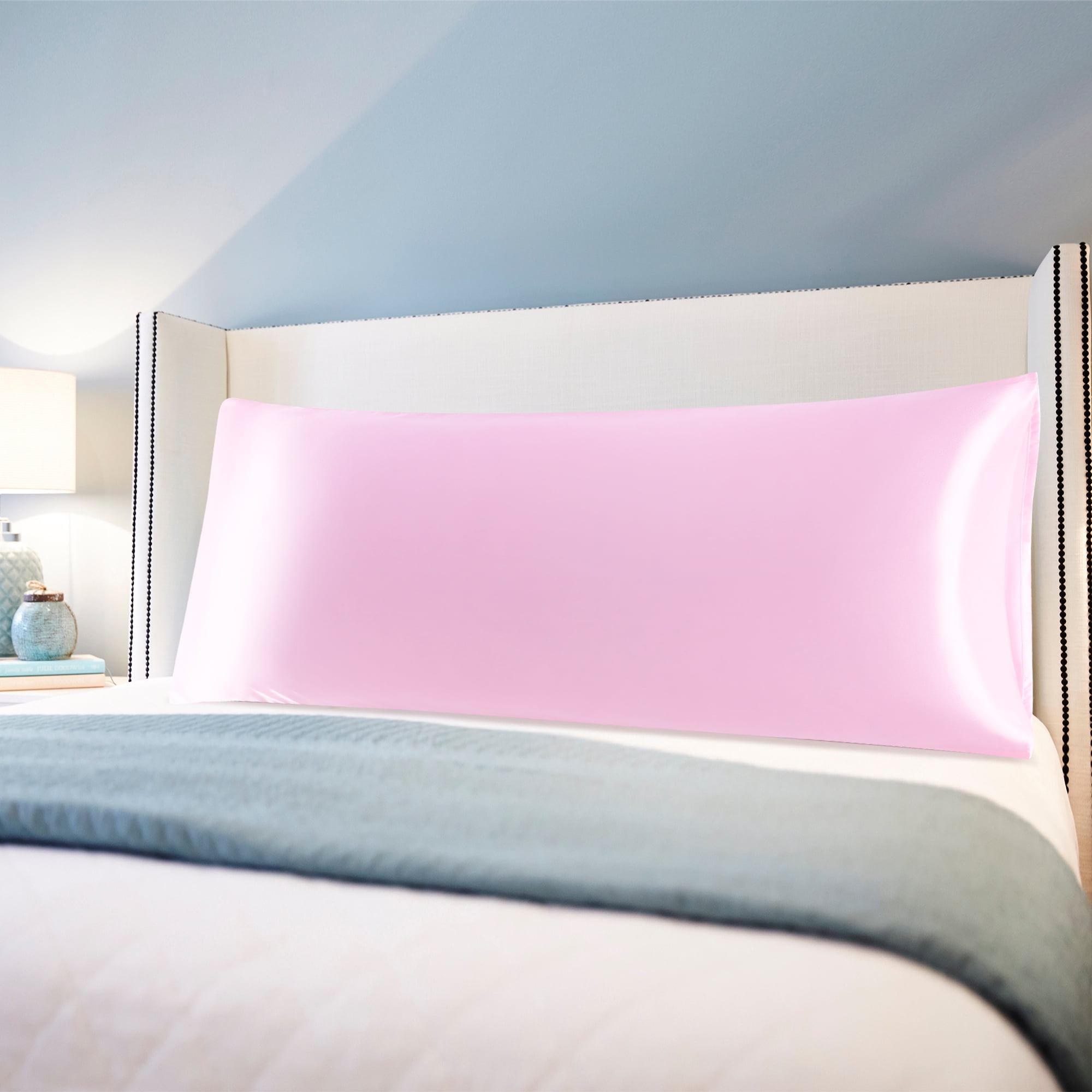 Unique Bargains Smooth Satin Body Pillow Cover Case, 20" x 54" Pink