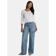 thumbnail image 2 of Time and Tru Women's Wide Leg Cargo Jeans, 31" Inseam, Sizes 0-20, 2 of 5