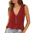 thumbnail image 2 of Lovskoo 2024 Womens Loose Knit Tank Tops V Neck Henley Shirts Blouse Sleeveless Button Down T Shirts Sweater Tops Burgundy XL, 2 of 7