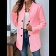 thumbnail image 4 of Blazer de Mujer con Cuello Alto, Informal, de Larga, Cruzado, Elegante, para Oficina y Negocios Rosa M, 4 of 9
