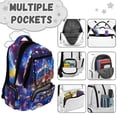 thumbnail image 5 of Pzuqiu Galaxy Fire Truck Kids Backpack Set 4 Piece 17 Inch Large Capacity School Bookbag with Lunch Bag Pencil Case Water Bottle Holder, for 8-14 Year Old Students Back to School, 5 of 7