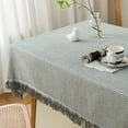 thumbnail image 2 of CUH Gray Table Cloth Tassel Cotton Linen Table Cover for Kitchen Dinning Wrinkle Free Tablecloths Rectangle/Oblong (35" x 82"), 2 of 4