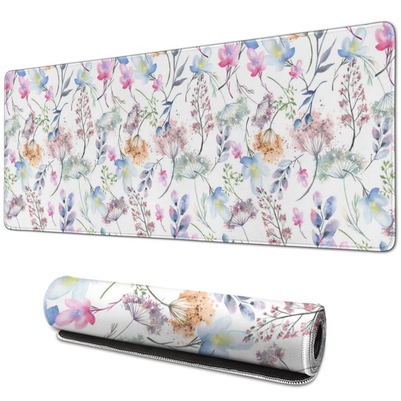 Tapis de Souris Nature Rencontre Technologie dans Ce Magnifique Fleurs Plantes - Personnalisé, Lavable, Base Antidérapante - Parfait pour Souris Sans Fil, 31.5x11.8 Pouces