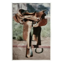 Stupell Industries Abstract Equestrian Saddle Landscape Painting Unframed Art Print Wall Art, 13 x 19