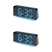 Unique Bargains 2 Pcs Digital Dual Alarm Clock for Bedroom Black Blue