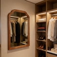 thumbnail image 5 of YIQMI 20x30 inch French Style Rounded Corner MDF Wood Mirror Medium Brown Wall Mirror for Bedroom, Living Room, 5 of 11