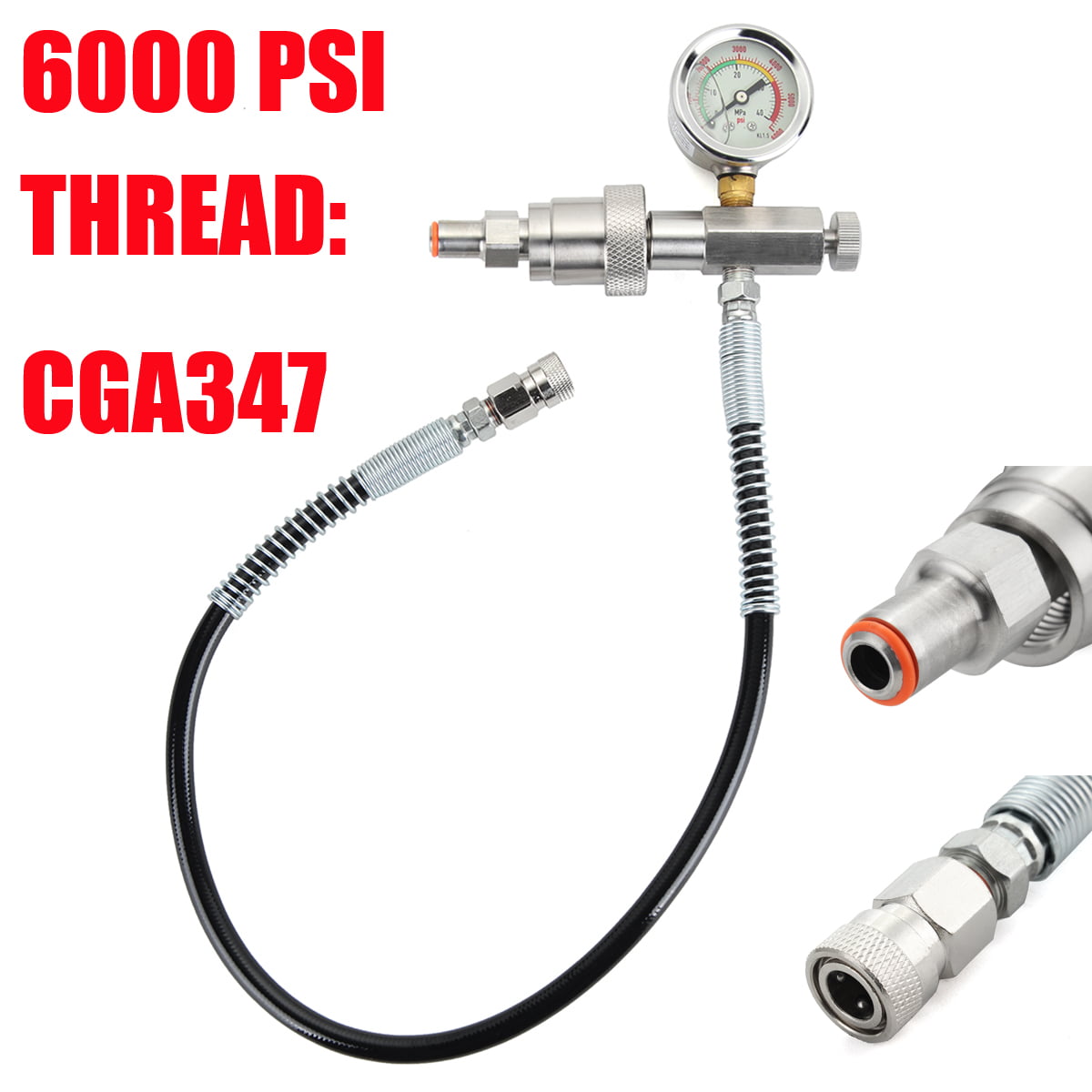 Details about   6000 PSI CGA347 Paintball HPA PCP Fill Station Charging Adapter With Long Hose 