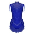 thumbnail image 2 of Hansber Big Girl's Ballet Dance Bodysuit Tassels Figure Ice Skating Outfits Fringe Tutu Skirted Leotard Royal Blue 14, 2 of 4