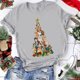 thumbnail image 5 of Camiseta informal con estampado de árbol de Navidad de manga corta y cuello redondo para mujer Pompotops  hfajkhk124519, 5 of 6