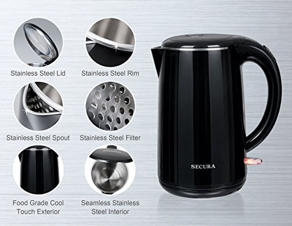  Secura SWK-1701DP The Original Stainless Steel Double Wall  Electric Water Kettle 1.8 Quart, Dark Purple : Everything Else