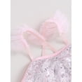 thumbnail image 5 of Infant Baby Girls Summer Romper Dress, Sleeveless Shiny Sequins Tulle Patchwork Bodysuit, 5 of 9