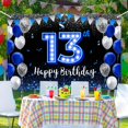 thumbnail image 3 of Banner De Feliz Cumpleaños Número 13 Fondo De Tema Azul Negro Con Luz De Neón Azul Moda Brillante Fiesta De Cumpleaños Foto Fotografía Prop Fondo De Cabina Para Niños Niñas Celebración 70.8X47.2In-Bec, 3 of 5