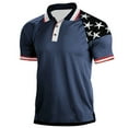 thumbnail image 2 of TOWED22 4th of July Mens Polo Shirt Men's USA Flag Print Short Sleeve Lapel Golf Shirts(Blue,XXL), 2 of 4