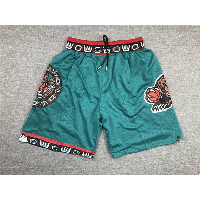 Grizzlies Retro Embroidered Zipper Pocket Shorts Basketball Embroidered Shorts -WEVALLEY
