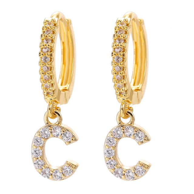 Iumwxz Dainty Gold Plated Initial Hoop Earrings Letter Alphabet Dangle Earrings Fashion Sparkly Rhinestone Letter Initial Pendant Drop Earrings For Women Valent