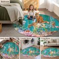 thumbnail image 5 of Turtle Coastal Round Area Rug 5Ft Washable Circle Rugs for Living Room Bedroom, Summer Beach Coral Seahorse Green Wooden Retro Non-Slip Carpet Floor Mats Indoor Outdoor Carpet Runner Home Decor, 5 of 8