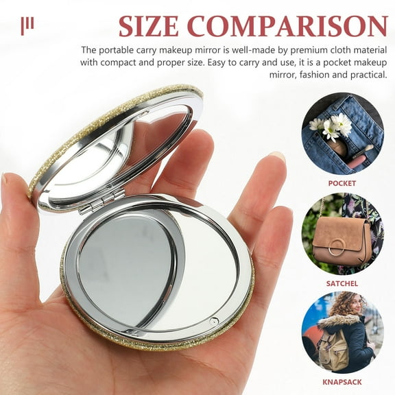 WHAMVOX  2 Pcs Mirror Compact for Women Purse Girls Pocket Small Child Golden