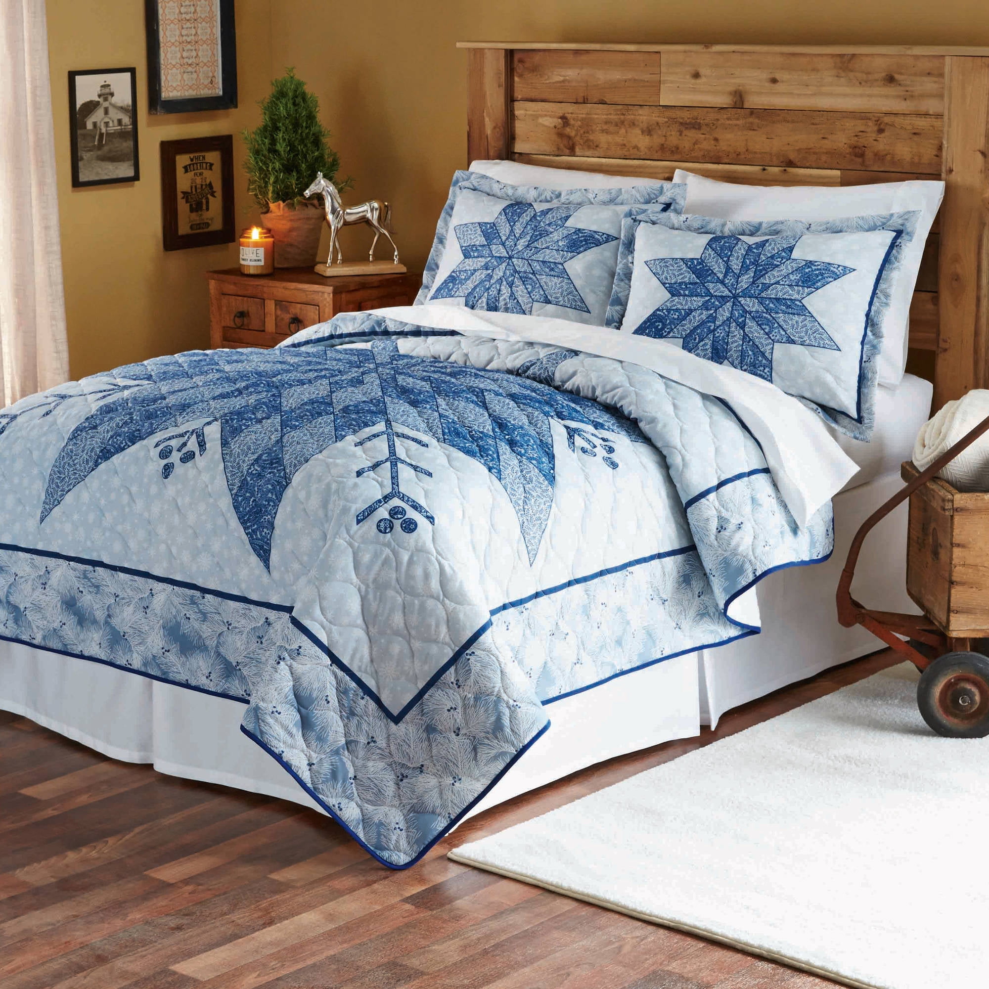 Mainstays Sapphire Starflake Printed Blue White Quilt Collection Mainstays Sapphire Starflake Printed Blue White Quilt Collection Com