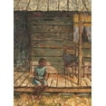 thumbnail image 2 of Unknown 19x24 White Modern Wood Framed Museum Art Print Titled - On the Porch, 2 of 4