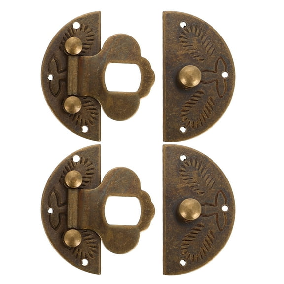 QIDITONG 2pcs 3cm Brass Small Box Latch Round Jewelry Box Hardware Vintage Brass Door Latch Cabinet Latch Hardware Jewelry Box Hinges and Latches