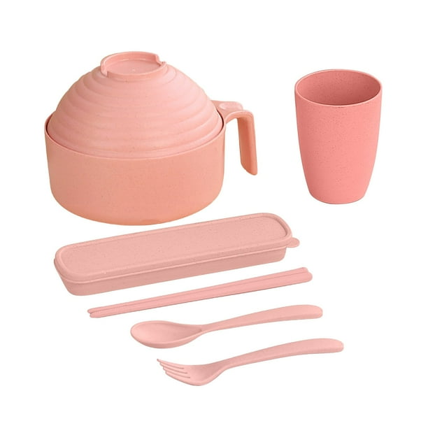 Ramen Bowl Set, Microondas Ramen Bowl Vajillas de Paja con Tazón de Fideos de Gran Capacidad, Incluye Tazones Palos Tazas Cucharas Tenedores para Estudiantes Dormitorio de Oficina en el Hogar Y Adulto