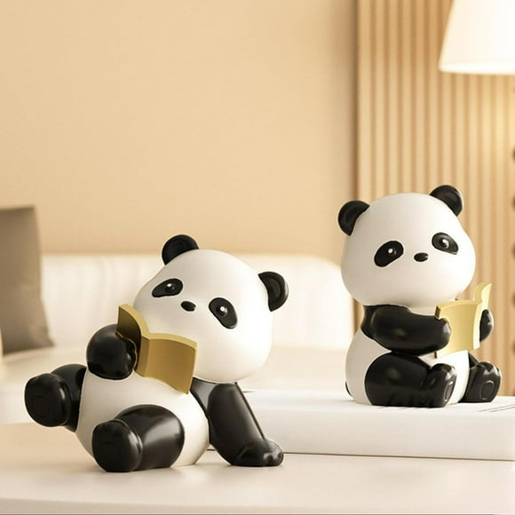 Estatuas de Panda, soportes para estante de libros, sujetalibros, extremos de libros, esculturas de animales para sala de estar, entrada, dormitorio,
