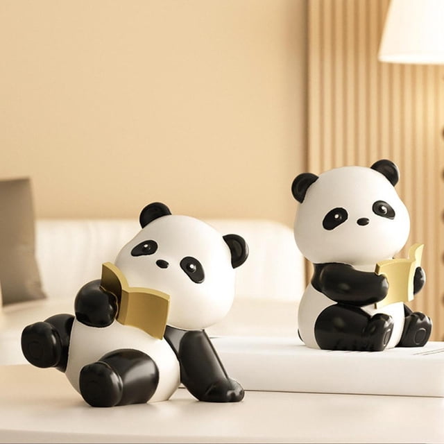 Estatuas de Panda, soportes para estante de libros, sujetalibros, extremos de libros, esculturas de animales para sala de estar, entrada, dormitorio,