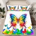 thumbnail image 2 of Homewish Cute Watercolor Butterfly Queen Sheet Sets,Multicolor Graffiti Flat Sheet,Modern Aesthetic Art Queen Fitted Sheet For Girls Teens,Luxury Bedroom Decor,4-Piece, 2 of 7