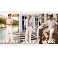 thumbnail image 4 of RICHCOIN Men's Pants Elastic Waist Drawstring Casual Trouser Lightweight Straight-Legs Loose Beach Pants with Pockets, 4 of 7