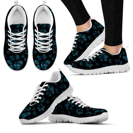 

Black Dog Paw Print Shoes ECG Design Brand Fashion Sneakers Nursing Shoes For Women Animal Palm Print Zapatos Planos