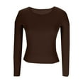 thumbnail image 7 of VNKIDY Women's Solid Color Ribbed Knit T Shirt Long Sleeve Crewneck Soft Stretchy Slim Fit Basic Top For Everyday Wear Stylish Tops, 7 of 7