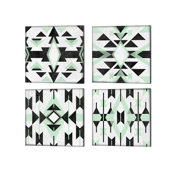 Metaverse June Erica Vess 'Modern Aztec Motif' Canvas Art (Set of 4)