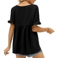 thumbnail image 6 of USSUMA Womens Summer Tops Ruffle Flowy Peplum T-Shirts for Women Trendy Solid Color Womens Blouses and Tops Dressy Short Sleeve V Neck Tunic Plus Size Shirts for Women, 6 of 8