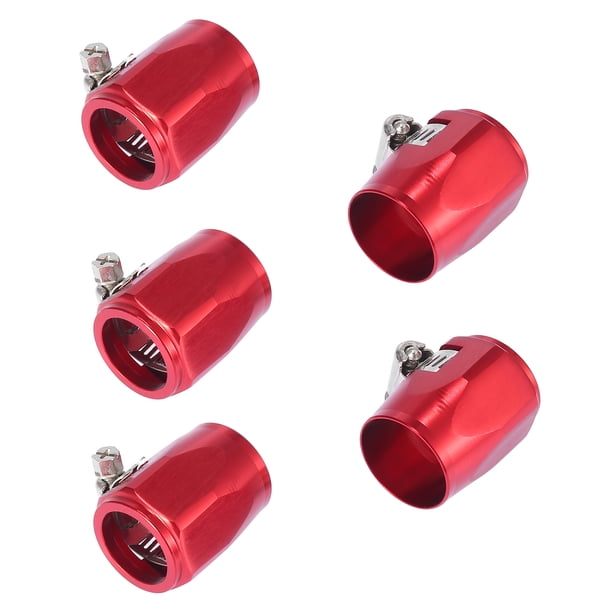 5uds AN6 Hexagonal Coche Manguera Terminador Flexible Goma Tubería Abrazadera Rojo