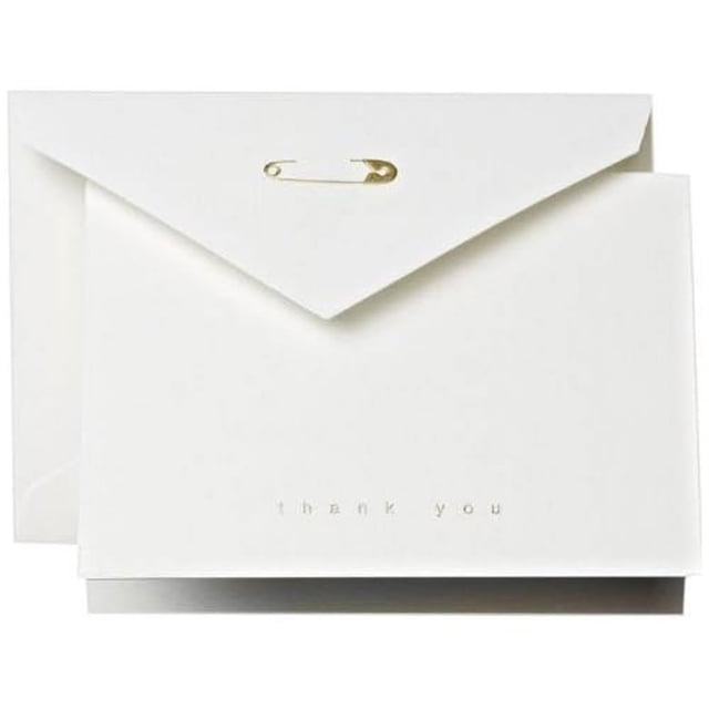 Tarjeta de agradecimiento Crane & Co. con pin de pañal – Pack de 10