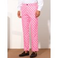 thumbnail image 2 of Unique Bargains Men's Polka Dots Dress Pants Regular Fit Flat Front Printed Trousers 30 Pink, 2 of 6