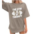 thumbnail image 2 of Xmyrz T Shirts For Women Brief Style Leisure Letter Print Versatile Vacation Casual Tops Going Out Tops Blouses Tees, 2 of 4