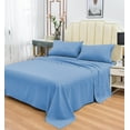 thumbnail image 4 of Prime Series Rayon Made from Bamboo Sheet Set - Wrinkle Free -Softer than Cotton- Deep Pockets - 4 Piece - 1 Fitted Sheet, 1 Flat, 2 Pillowcases Full, Blue, 4 of 4