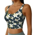 thumbnail image 2 of Goofa Lilies Flowers Printed Sports Bras for Women, High Impact Running Bra Workout Crop Tank Tops Longline Sports Bra Push up-Small, 2 of 9