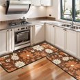 thumbnail image 3 of Kitchen Rugs Sets Of 2,Brown Daisy Flower Floral Pattern Anti Fatigue Kitchen Mat Rugs Non Slip Washable,Decorative Kitchen Floor Mats for Kitchen,Sink,Laundry,17"x47"+17"x47", 3 of 5