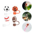 thumbnail image 4 of KAKOWELY 8 fundas para pajitas reutilizables con diseño de pelota deportiva., 4 of 5