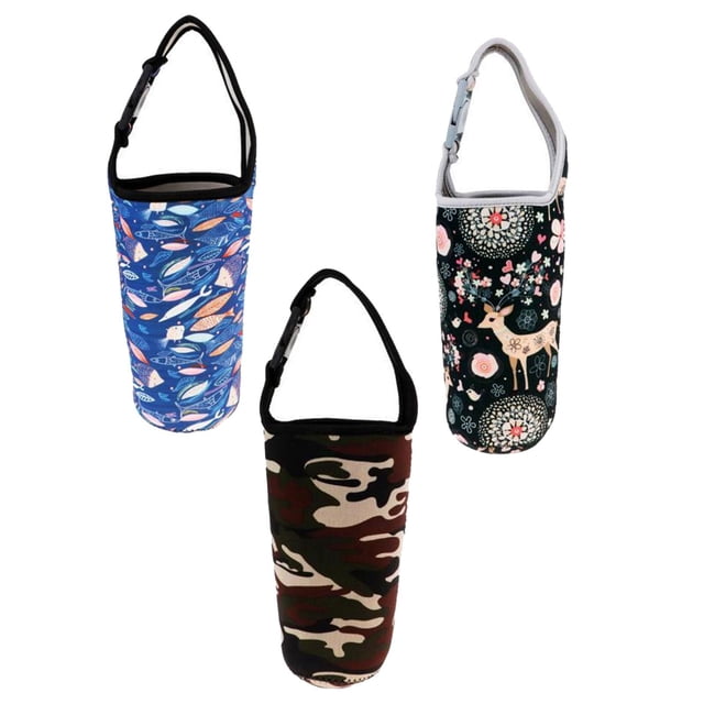 3 Bolsas de Transporte para Vasos. Pescado y ciervos y color frío Zulema Portavasos