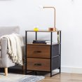 thumbnail image 7 of Duhome Elegant Lifestyle Side Table,Nightstand Dresser Bedside Storage Table with 2 Drawers, 2 Shelves,Yellowish Brown and Black, 7 of 7
