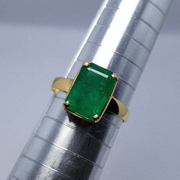 Yellow Gold Emerald Wedding Band Emerald Wedding Band Unisex Wedding Band Fancy Men's emerald Wedding Ring