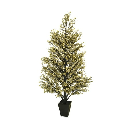 Allstate Floral 3.6' Unlit Artificial Christmas Tree Potted Twinkle Glittered Berry Slim Profile