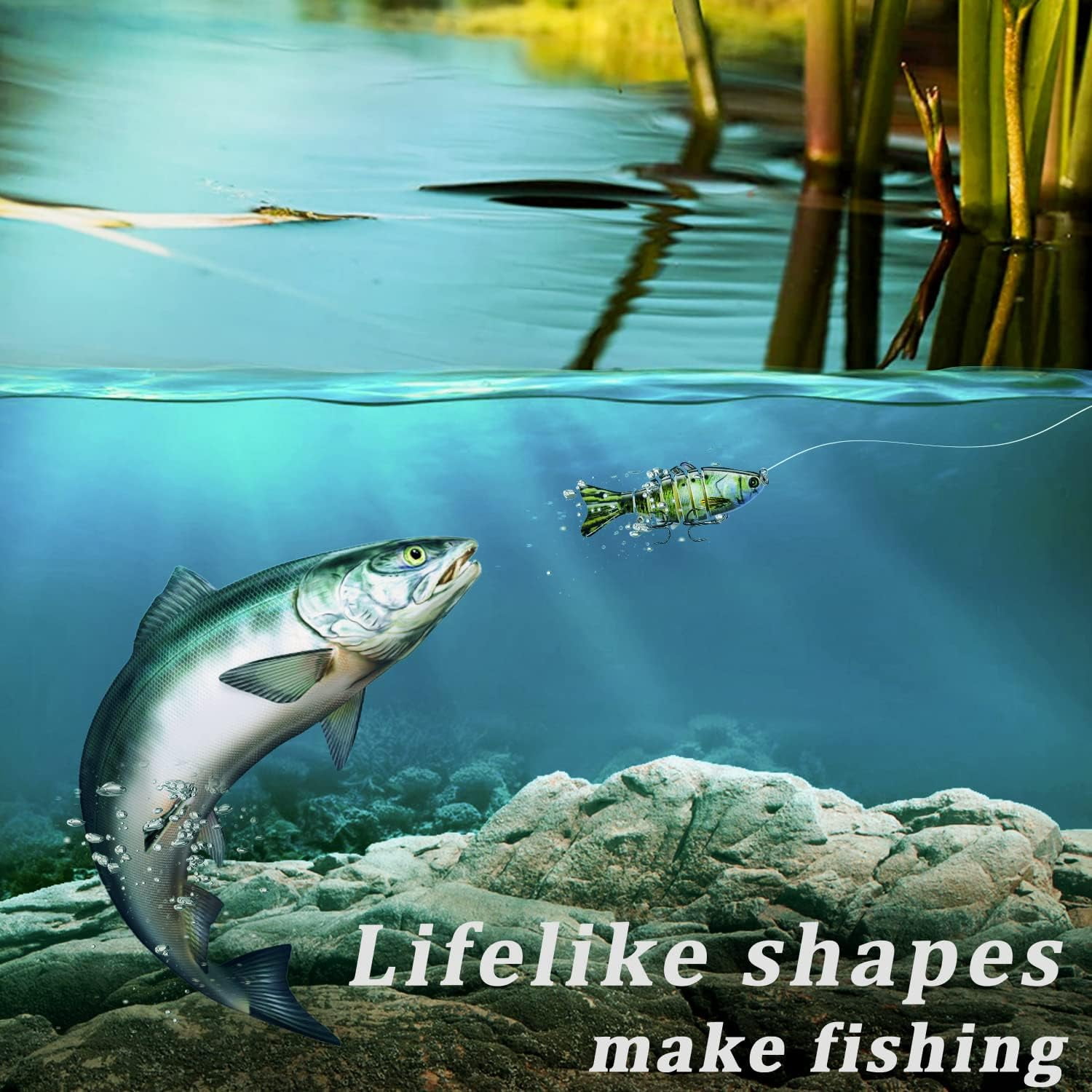 Fishing Lures Multi Jointed Fish Fishing Kits Slow Sinking Lifelike Swimbait Freshwater and Saltwater Crankbaits for Bass Trout Bass Lures